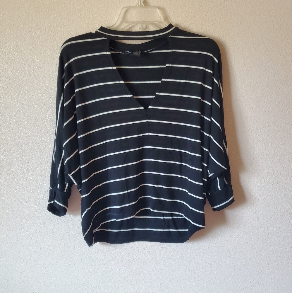 B&W stripped deep v-neck shirt